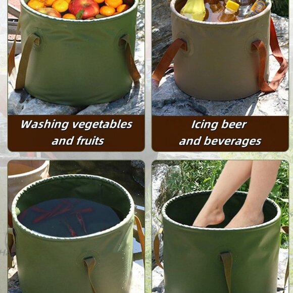 20L Out Camping Foldable Round Bucket Portable Picnics Water Storage Fishing - Picture 3 of 8